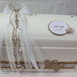 Briefbox Truhe VINTAGE mit Birkenherz Hochzeit Kartenbox