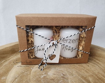 Handverziertes Kerzen-Set in Geschenkbox - Geschenk -Danke Herzensmensch-