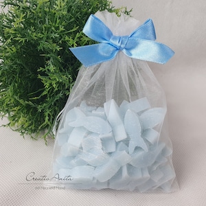 50 St. Schafmilchseifen - Seifenfische - Fische -Vergißmeinnicht- Hellblau - Gastgeschenk Kommunion Konfirmation Taufe