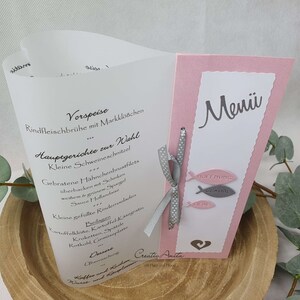Menükarte Tischlicht HERZ in Wunschfarbe Kommunion, Konfirmation, Taufe