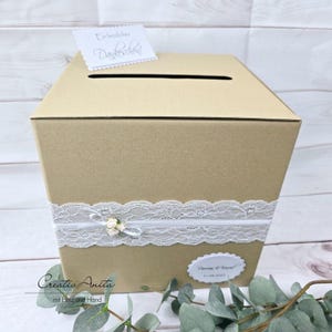 Briefbox VINTAGE m. Spitze NATUR personalisiert