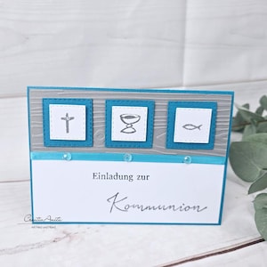 Einladungskarte Einladung zur Kommunion in Petrol - Christlich