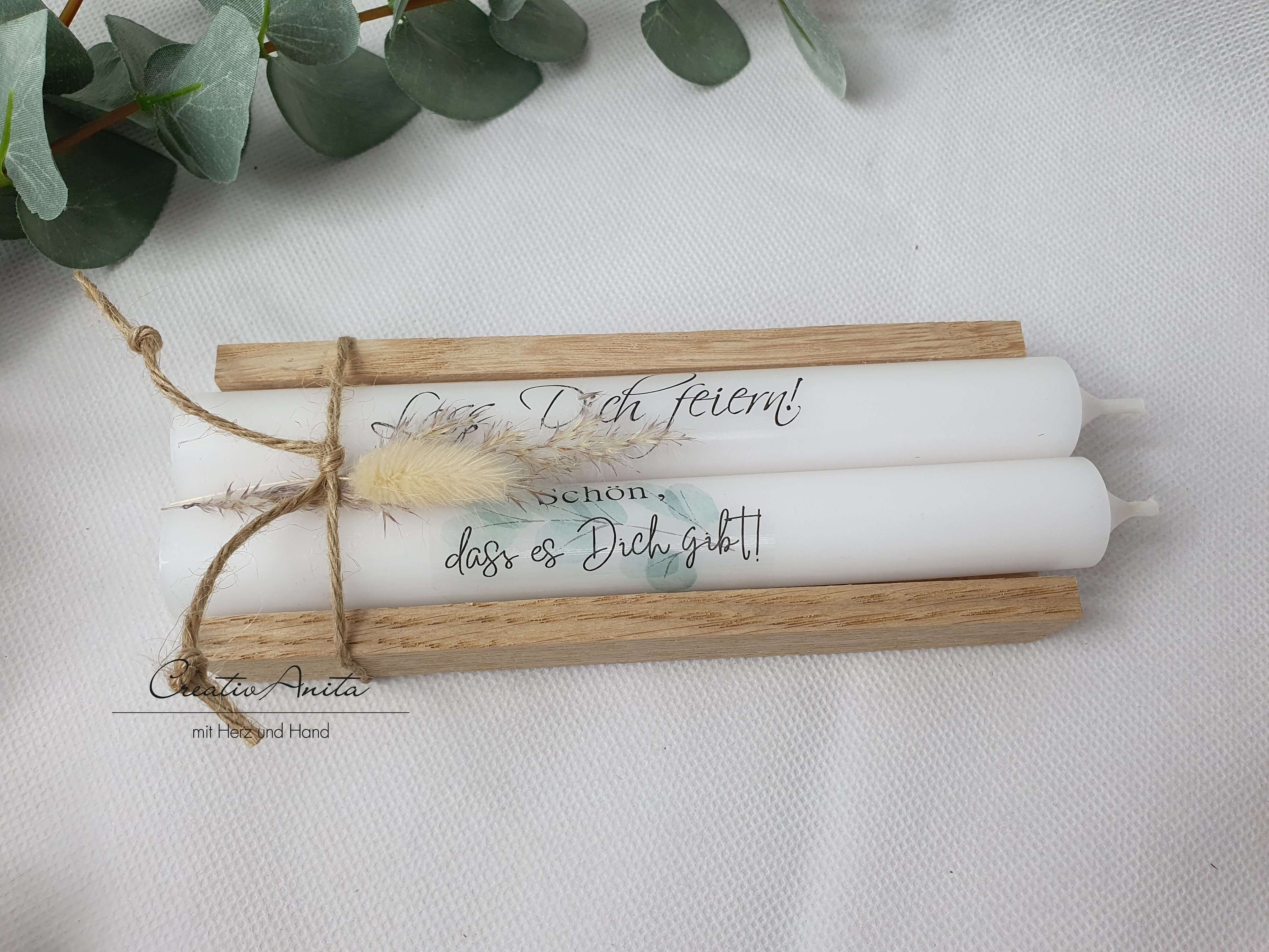 Geburtstagsgeschenk Stabkerzen mit Spruch Schön, dass es...