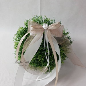 10 St. Autoschleifen in TAUPE mit WEISS oder CREME - Antennenschleifen zur Hochzeit