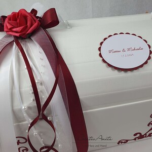 Briefbox Truhe ROSE BORDEAUX Hochzeit Geschenkbox Bild 2