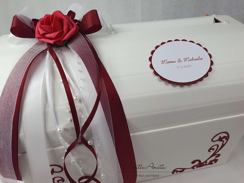 Briefbox Truhe ROSE BORDEAUX Hochzeit Geschenkbox Bild 2