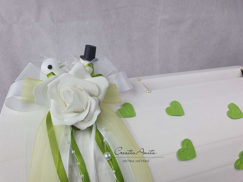 Briefbox Truhe HERZEN MAIGRÜN Hochzeit Geschenkbox Bild 3