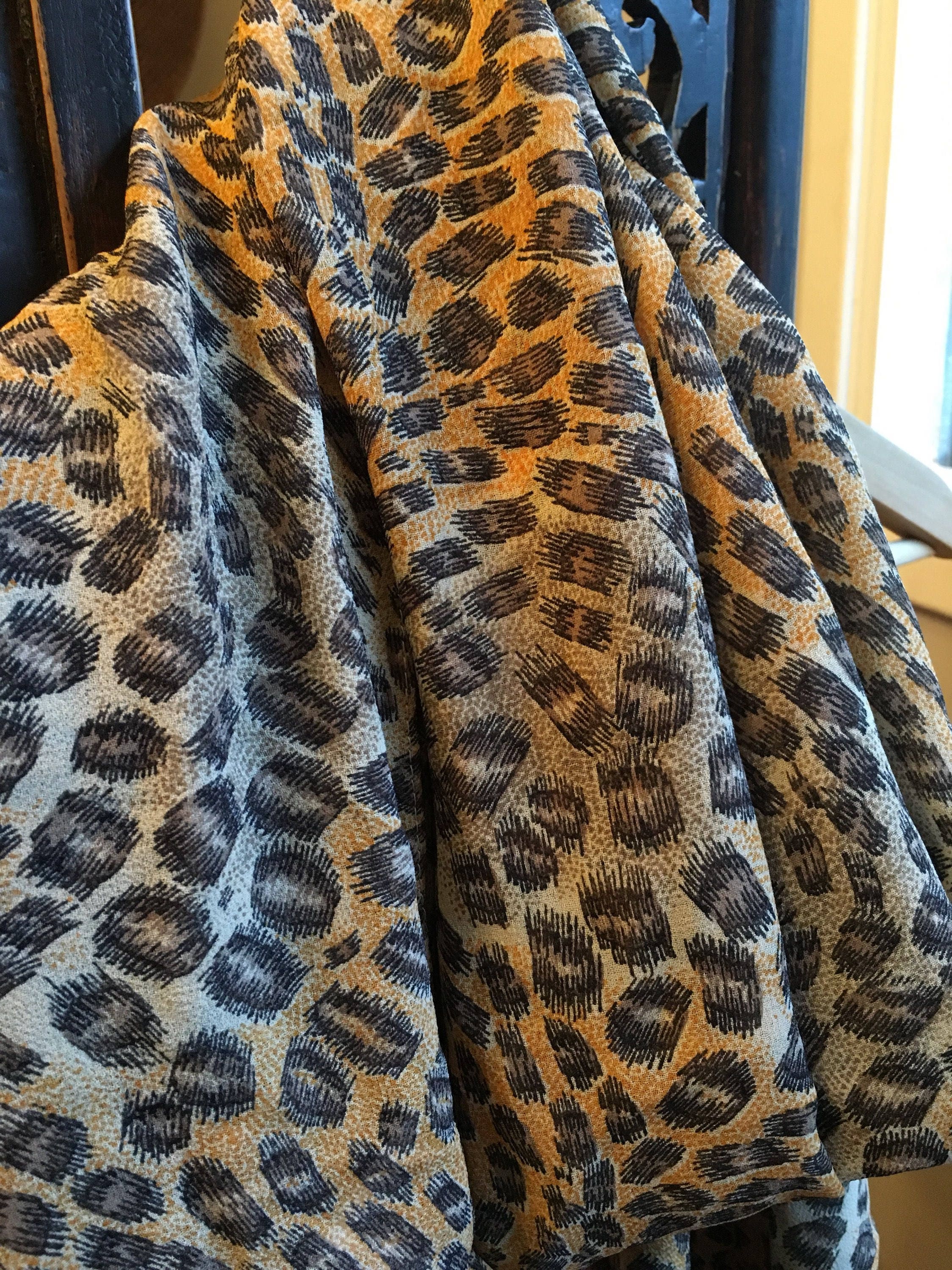 Fabulous vintage scarf leopard print dupatta / shawl very | Etsy