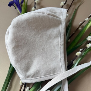 Linen Cotton Baby Bonnet, Reversible Modern Hat, Organic Lined