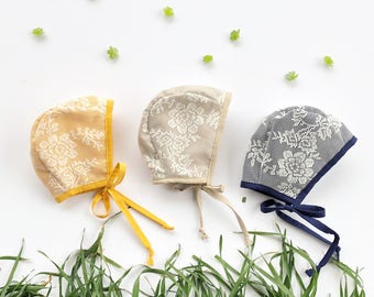 Lace Baby girl bonnet, baby hat , cotton baby bonnet . Lace baby bonnet. Vintage baby bonnet