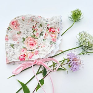 White eyelet baby bonnet  / hat / infant hat / floral eyelet girls hat / bonnet