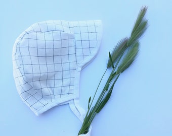 Organic Linen Baby Bonnet - Linen Bonnet - Sun bonnet - Pilot Cap - Garden cap - Natural - Linen - Unisex - Gender neutral
