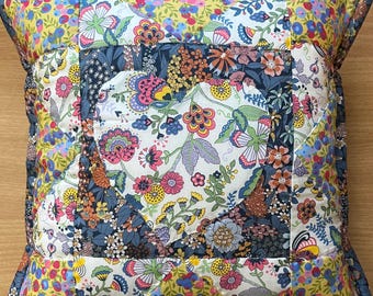 Liberty Tana lawn patchwork cushion
