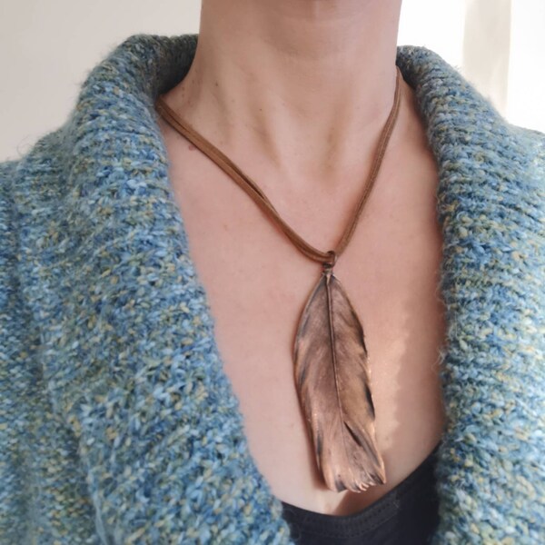 Real Crow Feather Encased in Whisky Still Copper Pendant, Scottish Nature, Electroformed Copper Jewelry, Bird Necklace, Jewellery