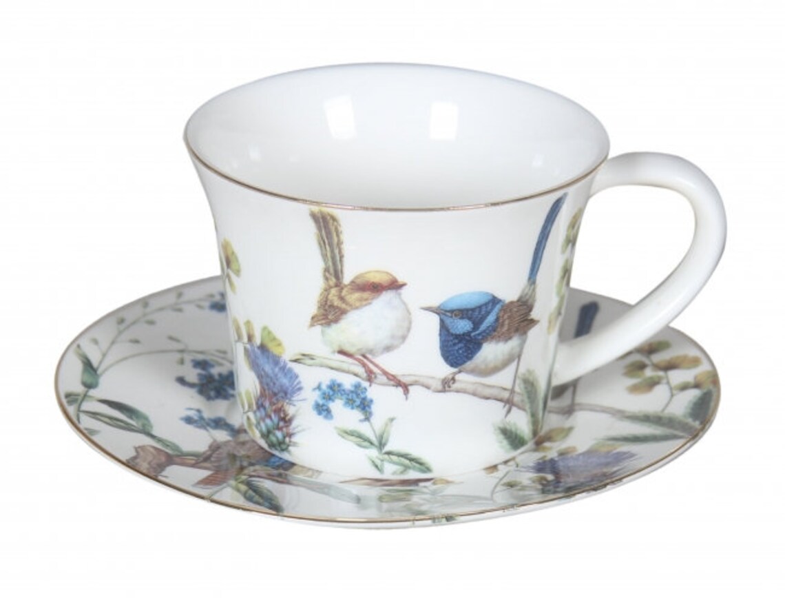 Fine Bone China Australian Birds Cups & Saucer Set 250ml Etsy
