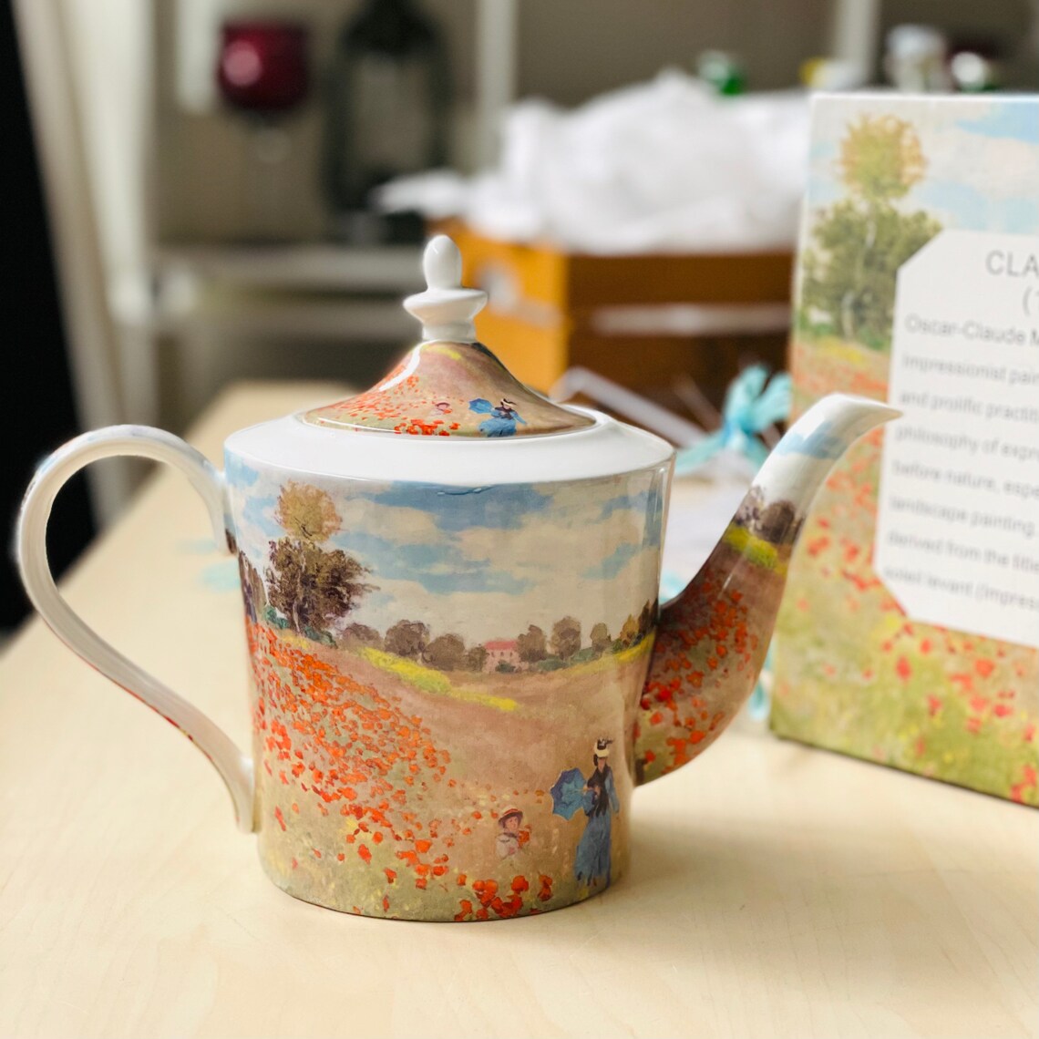 Fine Bone China Claude Poppies Teapot 1Litre Ceramic Etsy