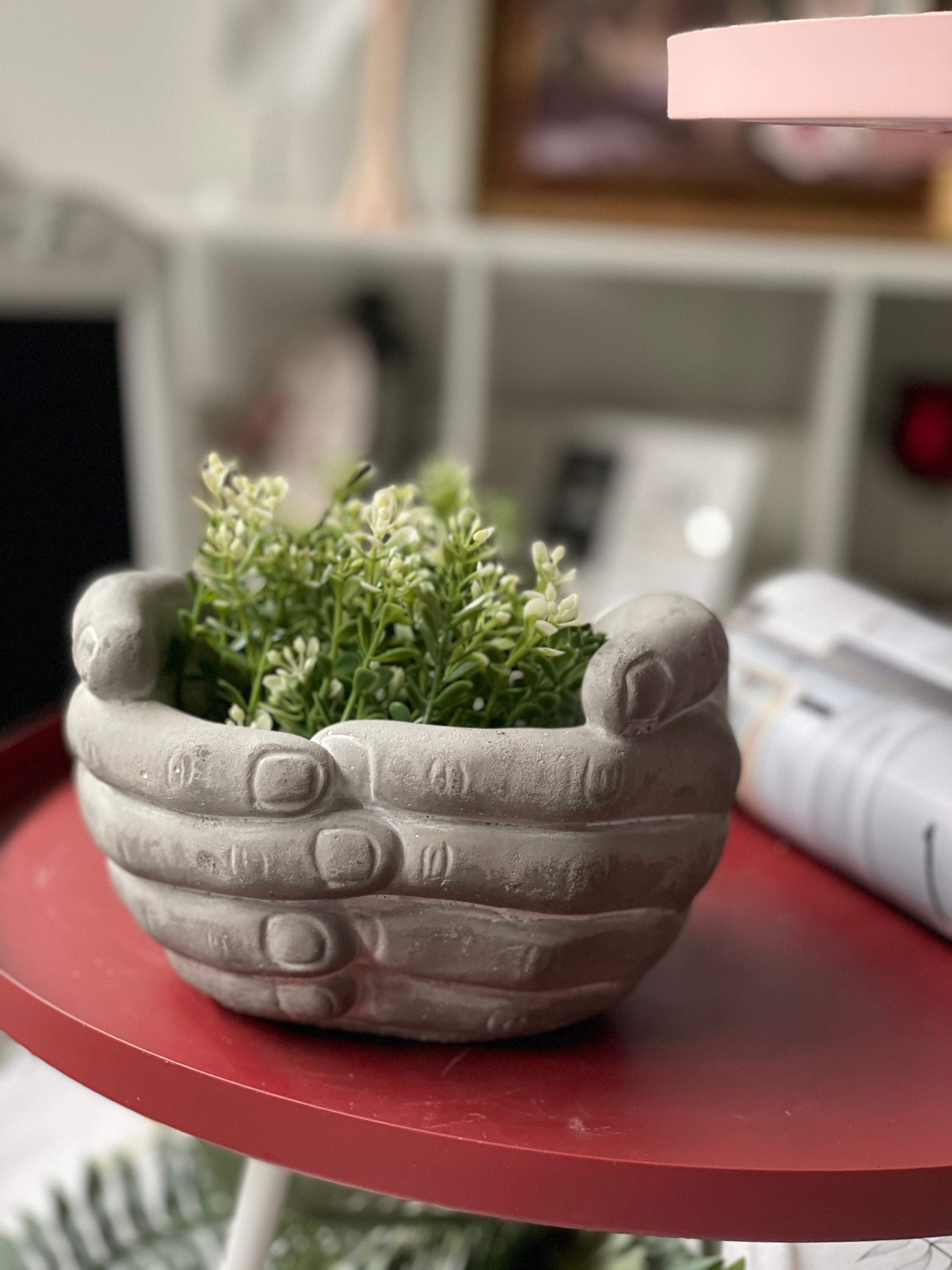 Concrete Garden Pot Flower Planter Pots Clasped Hand Shape Etsy