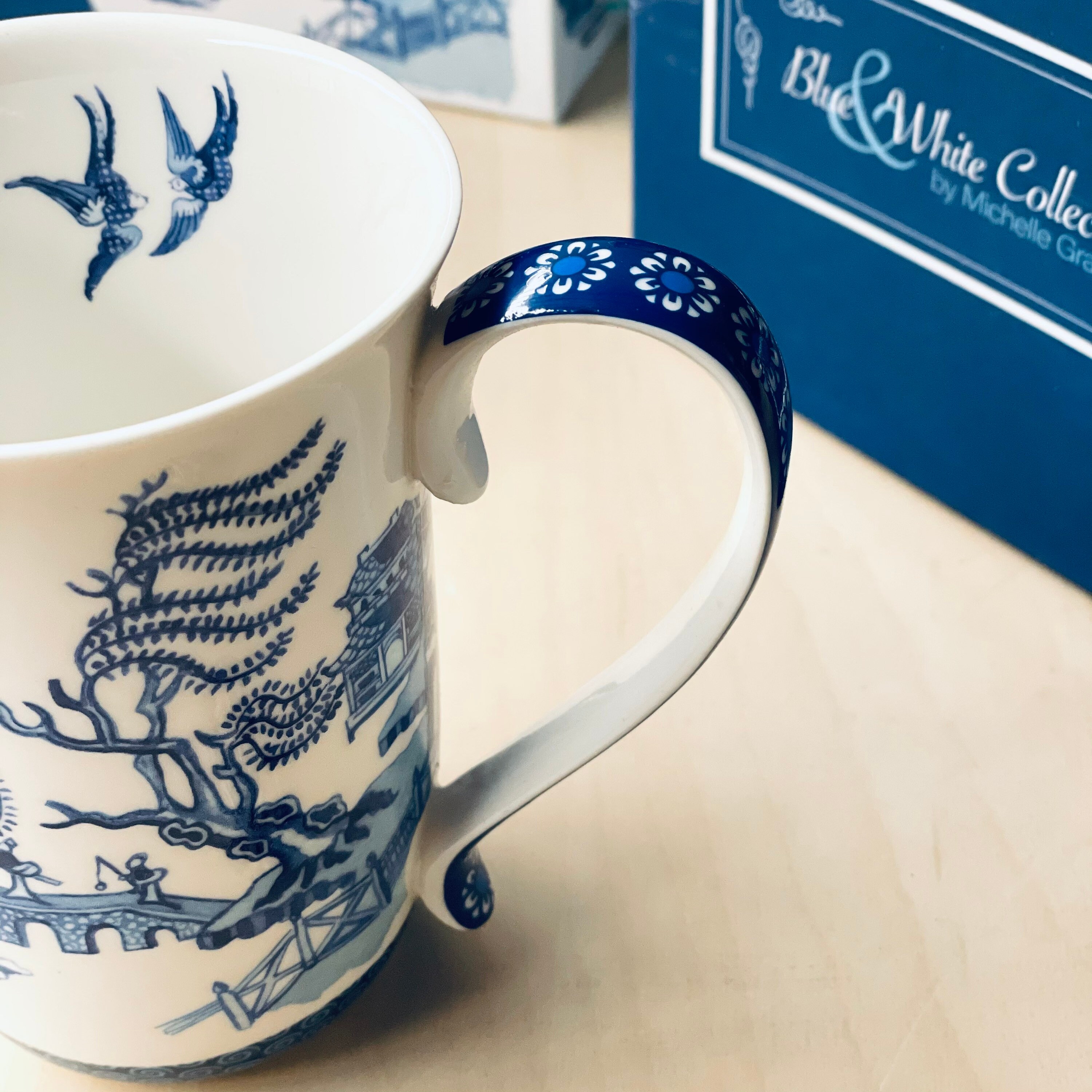 Fine Bone China Blue & White Willow Ceramic Mug 405ml Coffee Etsy