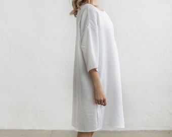 Birthing Gown, Nursing Gown, Maternity Gown, Labor Gown, Hospital Gown, Linen Nightgown, Linen Nightdress, White