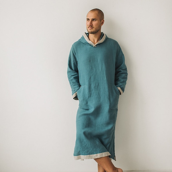 Linen Kaftan Men, Stylish Men's Kaftan, Casual Linen Kaftan, Relaxed Fit Linen Kaftan, Comfortable Men's Kaftan, Linen Tunic For Men.