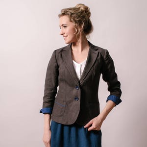 Fall Linen Jacket, Vintage Inspired Jacket, Vintage Style Blazer, Linen Blazer, Linen Clothing For Women, Elegant Jacket, Every Day Jacket.