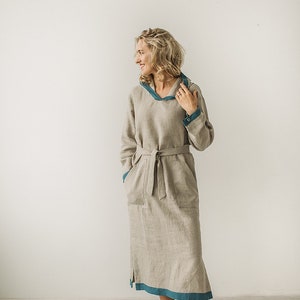 Hooded Dress, Kaftan Dress, Caftan Dress, Hoodie Dress, Fall Linen Dress, Winter Linen Dress, Caftan, Kaftan. image 3