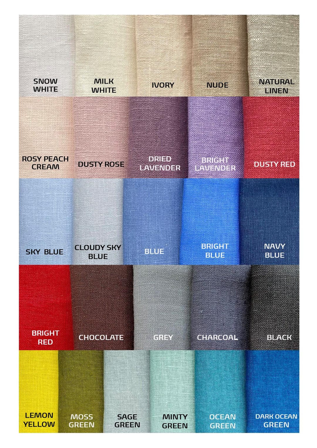 Linen Color Samples. 30 Colors Included. - Etsy