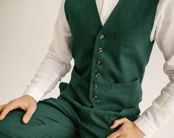 Linen Blend Vest For Men / Vintage Inspired, Classic, Elegant / For Wedding Or Multiway Wear