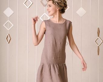 Leinenkleid, Leinenkleid, Leinenkleid, Sommerkleid, Schlichtes Leinenkleid, Bescheidene Kleidung, Minimalistisches Kleid.