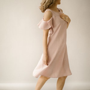 Simple And Elegant Linen Dress, Drop Shoulder Dress, Modern Linen Dress, Flowy Linen Dress, Sustainable Linen Fashion, Flax Dress.