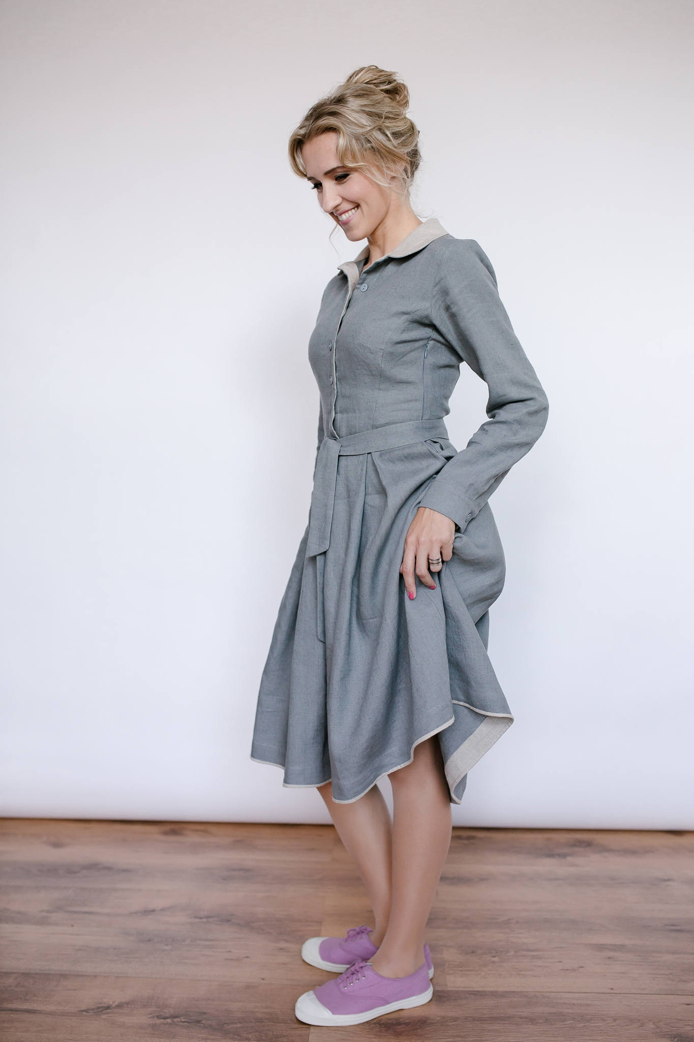 Grey Linen Dress Wedding Guest Dress Linen Apparel Peter | Etsy