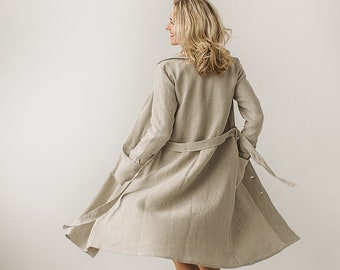 Linen Overcoat, Linen Coat, Fall Linen Dress, Winter Linen Dress, Lightweight Cardigan, Trench Coat, Every Day Coat Dress, Multiway Dress.