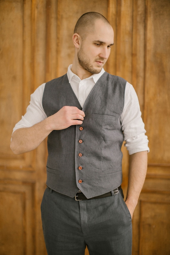 Gilet homme en lin gilet homme en lin gilet de mariage - Etsy France