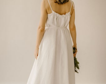 Baltic Linen Wedding Dress / Minimalist, Simple, Relaxed Bridal Gown / Custom Size