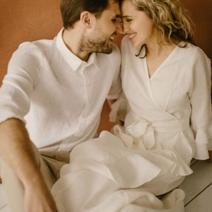 Linen Groom Shirt, Men&#39;s Shirt, Casual Wedding Shirt, Bohemian Shirt, White Linen Shirt, Boho Shirt, Rustic Shirt, Linen Clothing For Men.