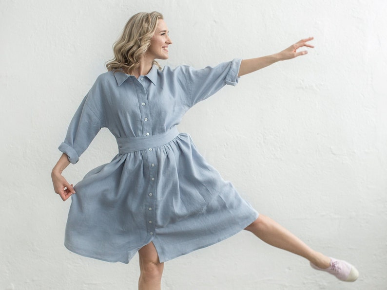Prairie Dress Linen Shirt Dress Loose Linen Dress Etsy