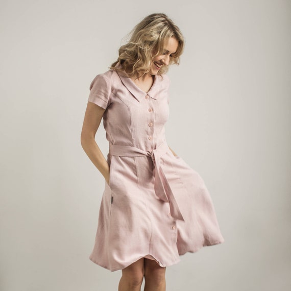 linen button down dress