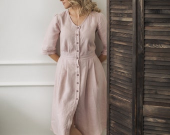 Robe mère de la mariée, robe d'inspiration vintage, robe féminine, robe rétro, robe élégante, robe rustique, robe chic en lin.