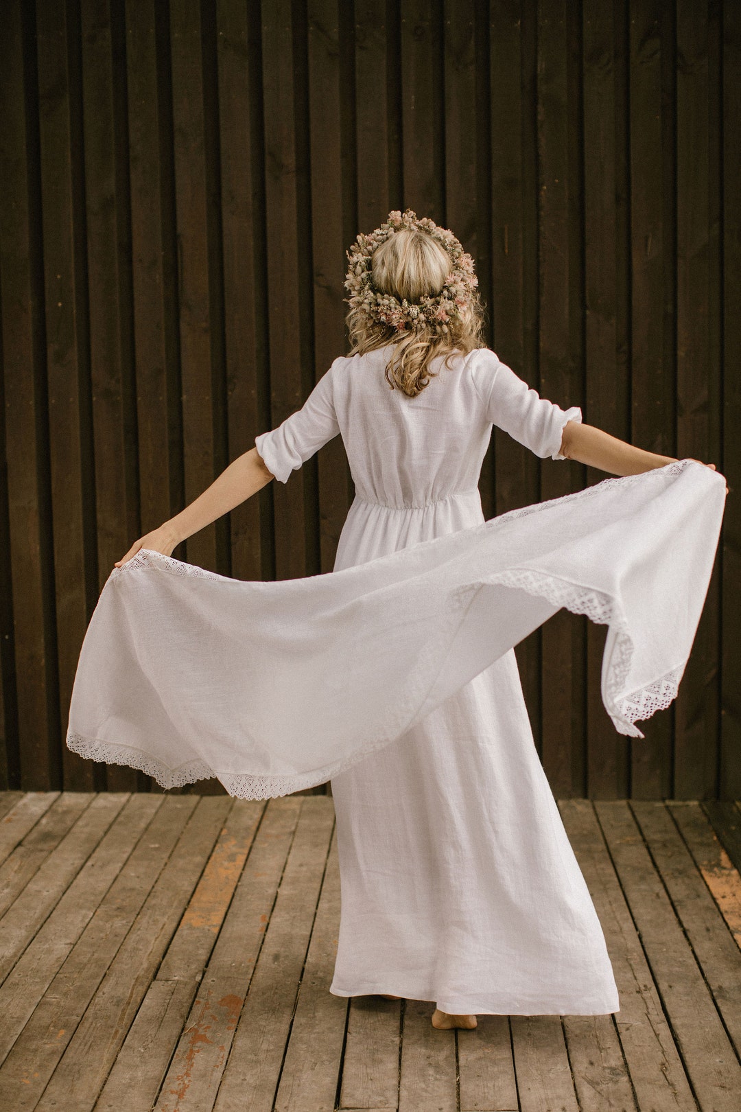 Coprispalle da sposa in lino fatto a mano: stola in pizzo da sposa