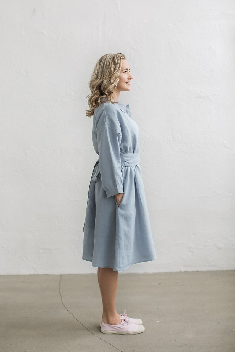 Prairie Dress Linen Shirt Dress Loose Linen Dress Etsy