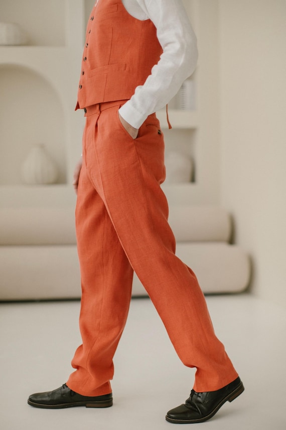 Linen Classic Pants For Men / For Rustic, Relaxed, Outdoor Wedding Or Smart Casual Outfit Linen Classic Pants For Men / For Rustic, Relaxed, Outdoor Wedding Or Smart Casual Outfit