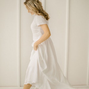 Linen Two Piece Wedding Dress, Crop Top Wedding Separates, Modest And Simple Bridal Gown, Beach Wedding Dress, Minimalist Wedding Dress.