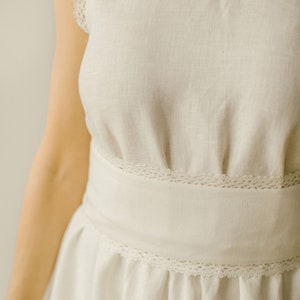 Backless Linen Lace Bridal Dress, Rustic Wedding Dress, Goddess Wedding ...
