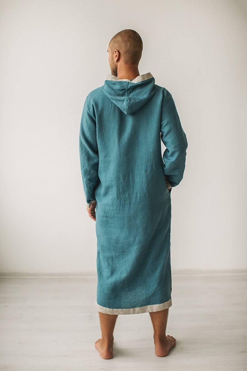 Kaftan Men Linen Robe Men Caftan Linen Clothing Hooded Etsy