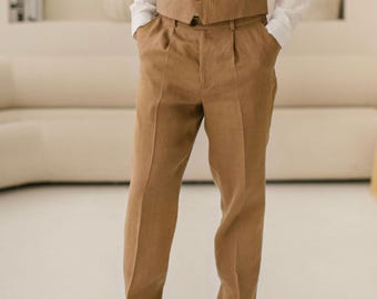 Rustic Wedding Pants For Groom & Groomsmen / Linen Trousers / Men's Clothing / Tailored