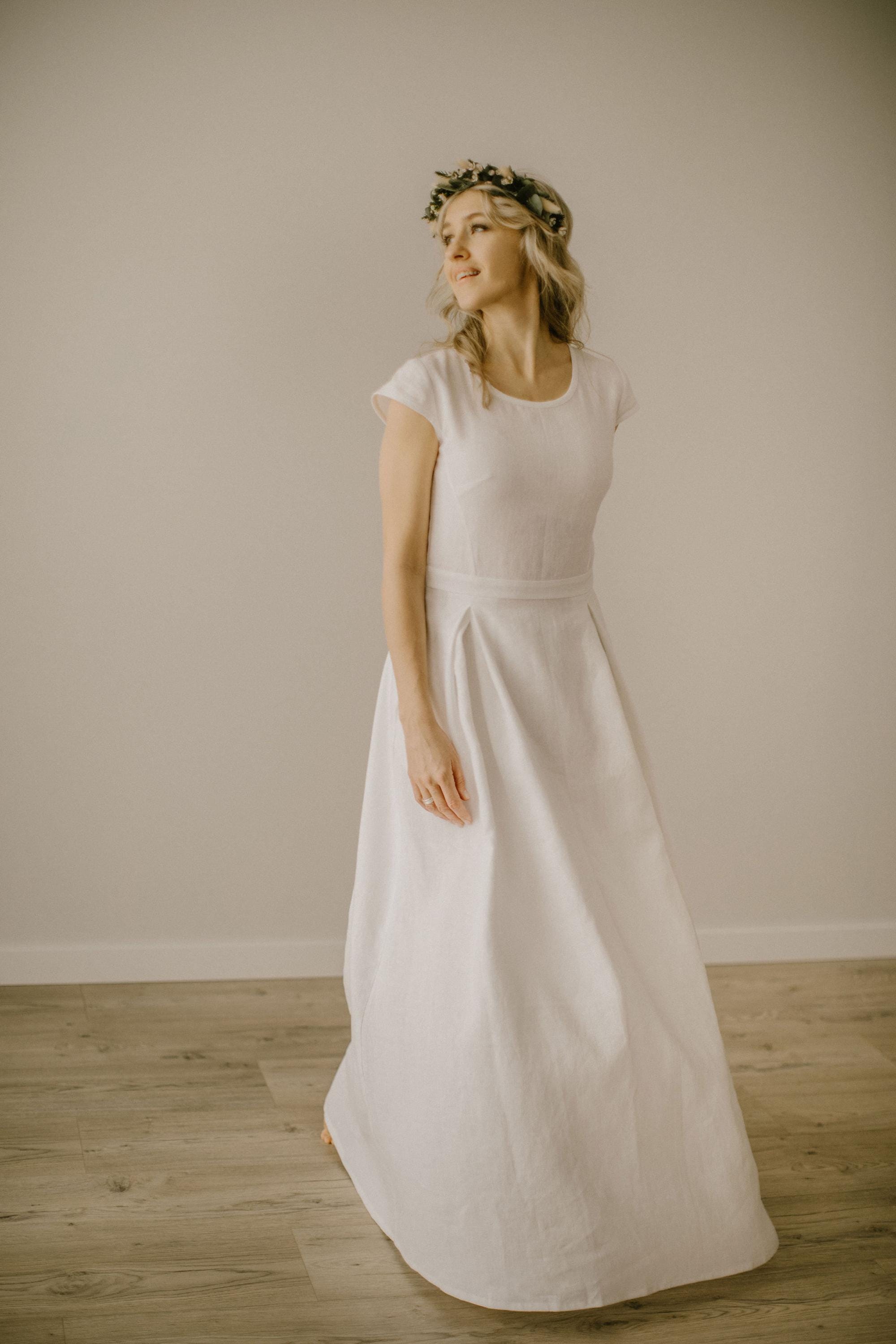 etsy a line wedding dress A Line Wedding Dresses, Minimal Wedding Dress, Wedding Dress With Belt, A Line V Neck Wedding Dress, Elegant Wedding Dress, Silk, PENELOPE