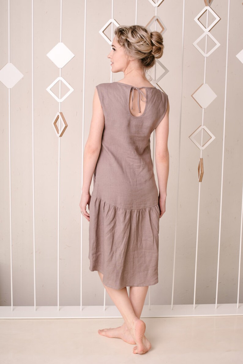 Linen Dress Drop Waist Dress Linen Clothing Linen Tank image 2