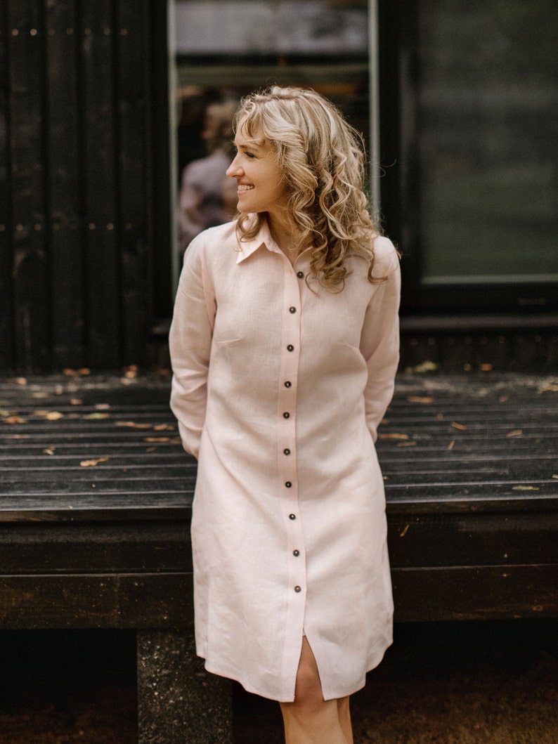 Linen Shirt Dress Flax Dress Multiway Dress Blush Dress Etsy