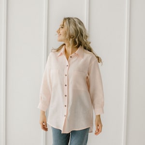 Oversized Linen Shirt, Comfy Linen Tunic, Baggy Linen Top, Flowy Linen Top, Casual Linen Tunic, Loose - Fit Linen Blouse, Relaxed Fit Shirt.
