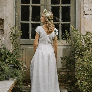 Handmade Linen Wedding Dress: Rustic A-Line Bridal Gown